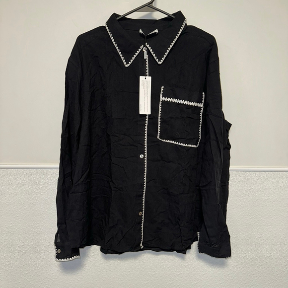 Women's KATE KASIN Blouse Black/White Size 2XL NEW NWT Button Down Plus Size - Picture 7 of 16